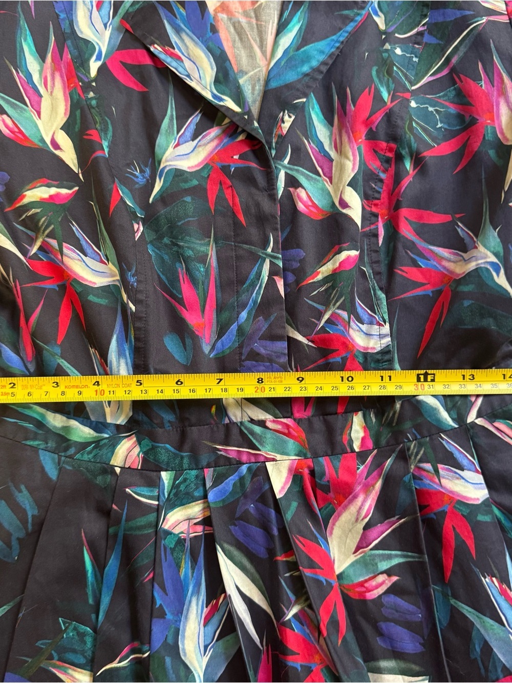 Jason Wu Navy Tropical Bird of Paradise Shirt Dress Size 8 Medium - Picture 8 of 9